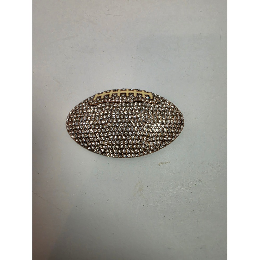 Rhinestone Football Belt Buckle Bronze Tone Sparkling Sports Game Day Glam